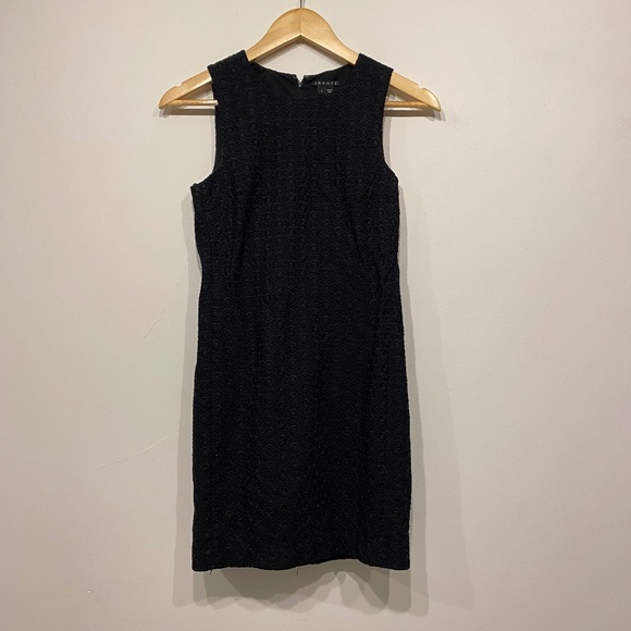 Theory Gwideen Bonded Eyelet Shift Mini Black Dress Size 0 - Picture 2 of 6